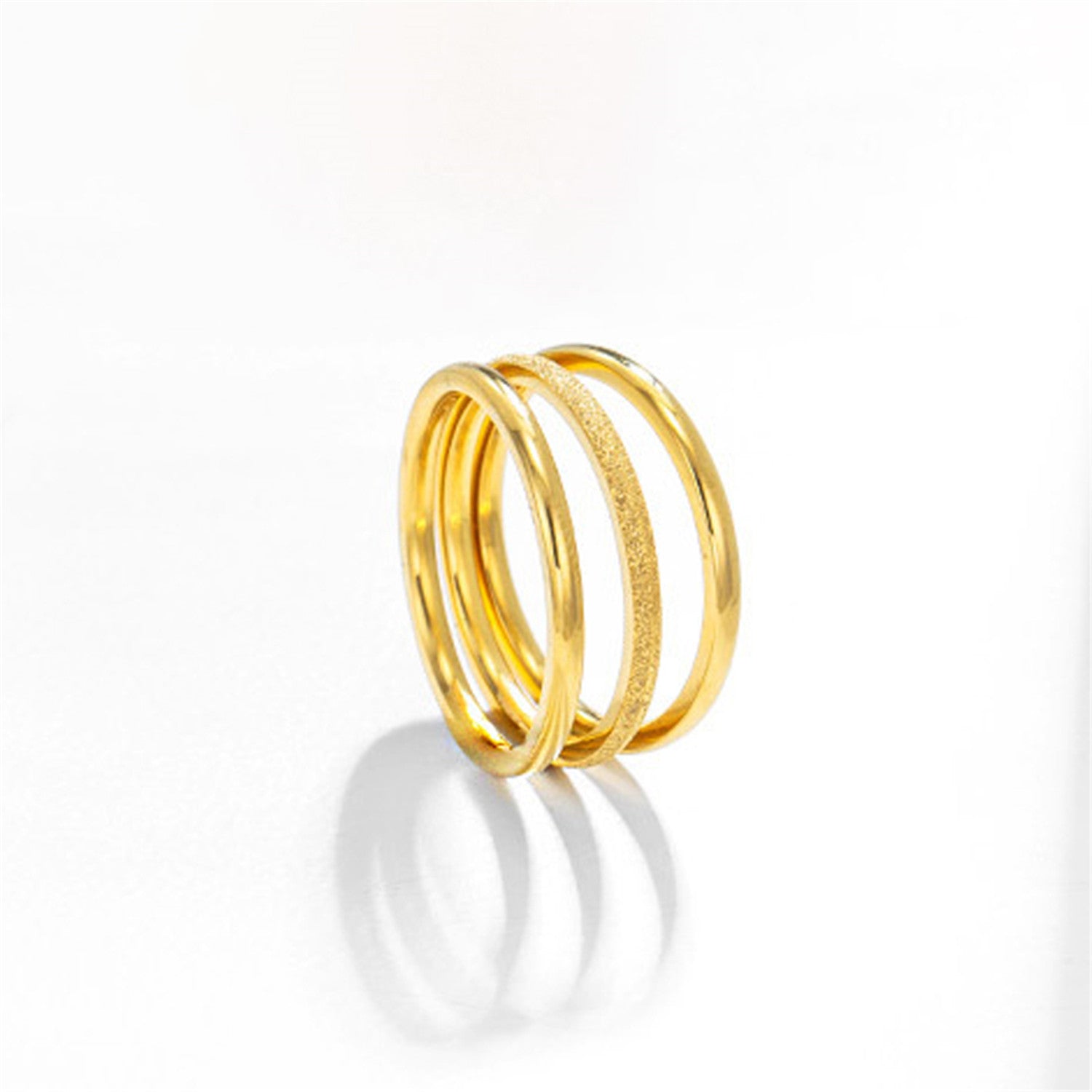 23K Gold Plated Titanium Steel Ring Set,Modern Stylish