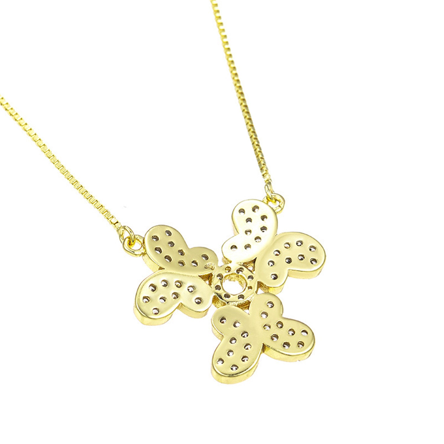 Butterfly Design Pendant,Copper Alloy 14K Gold Plated,With Cubic Zirconia