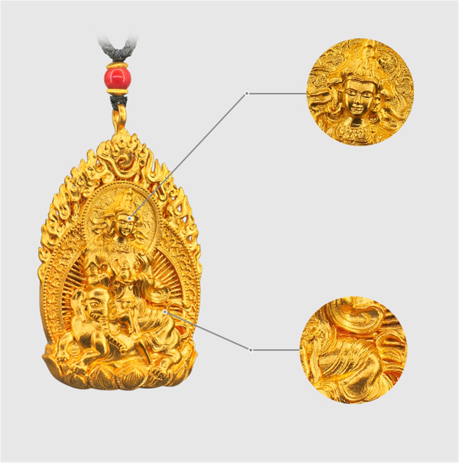 EVECOCO Full Gold Buddha Pendants,Micro Relief,Hand Forging,Filigree,Fine Carving 60g