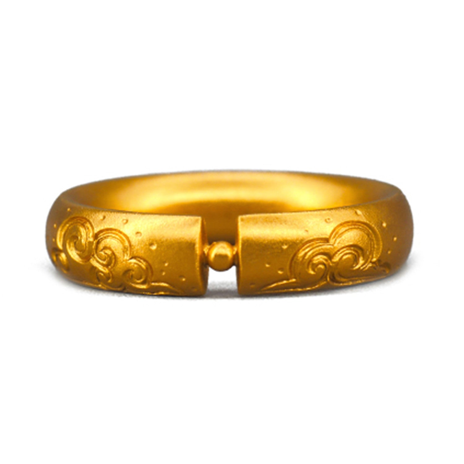 EVECOCO Full Gold Ring Hand Forging With Cloud Pattern,6mm Wide