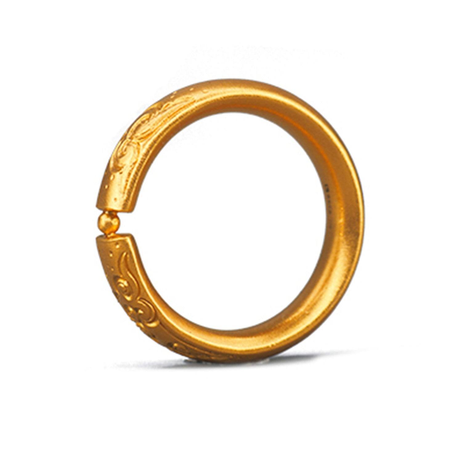 EVECOCO Full Gold Ring Hand Forging With Cloud Pattern,6mm Wide