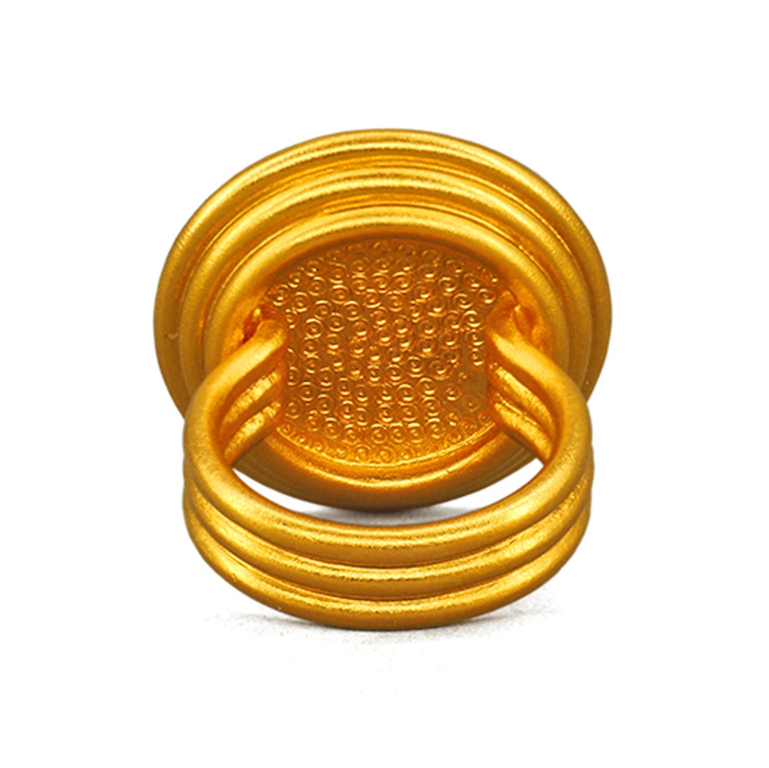 EVECOCO Full Gold Ring Hand Forging With Sculpted Reliefs,Gemstone