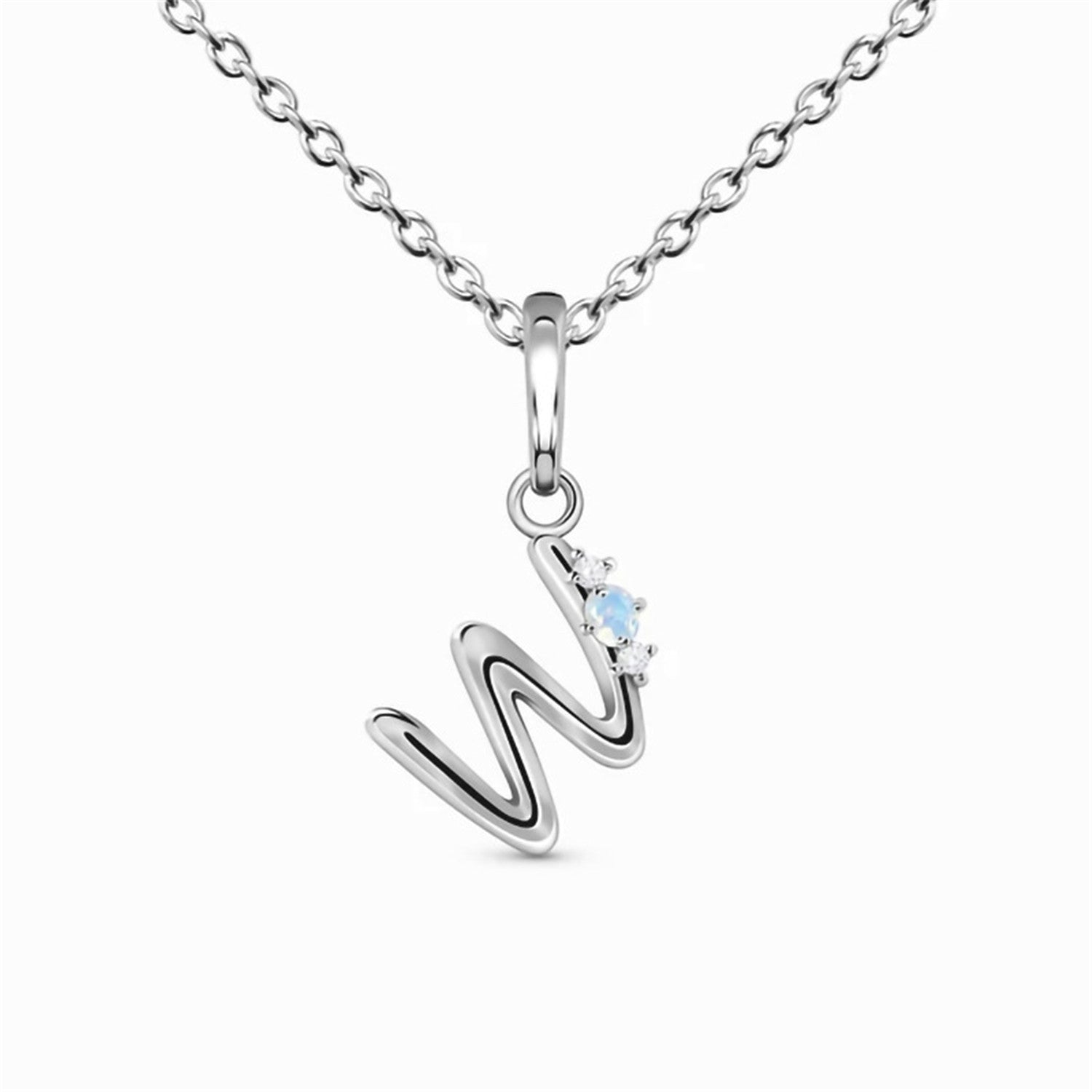 Moonstone Pendant,s925 Silver,With Letter W Design