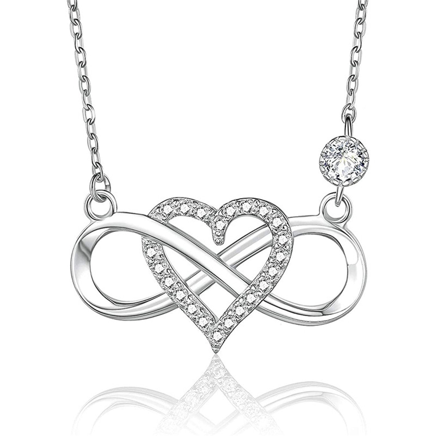 Figure 8 Heart Sign Pendant,s925 Silver With Cubic Zirconia
