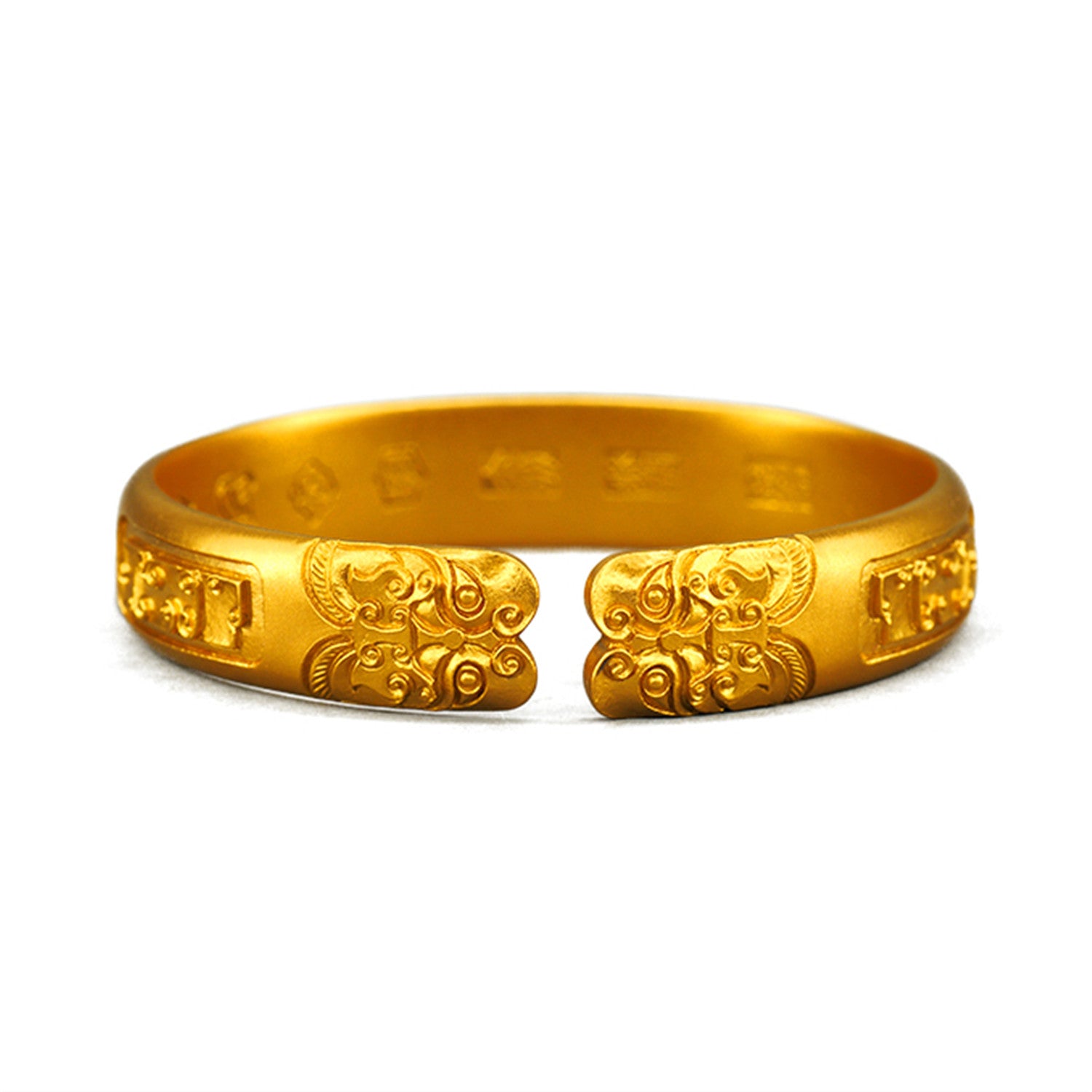 EVECOCO Full Gold Bracelet For Man,Animal Pattern And Cloud Pattern,Hand Forging,Micro Relief,85g