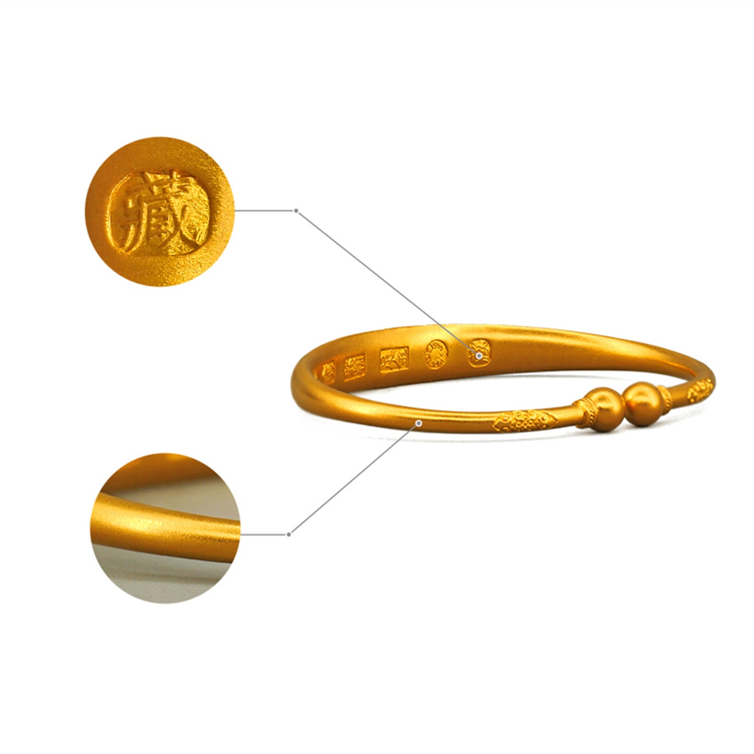 EVECOCO Full Gold Bracelet Hand Forging,Cloud Pattern,40g