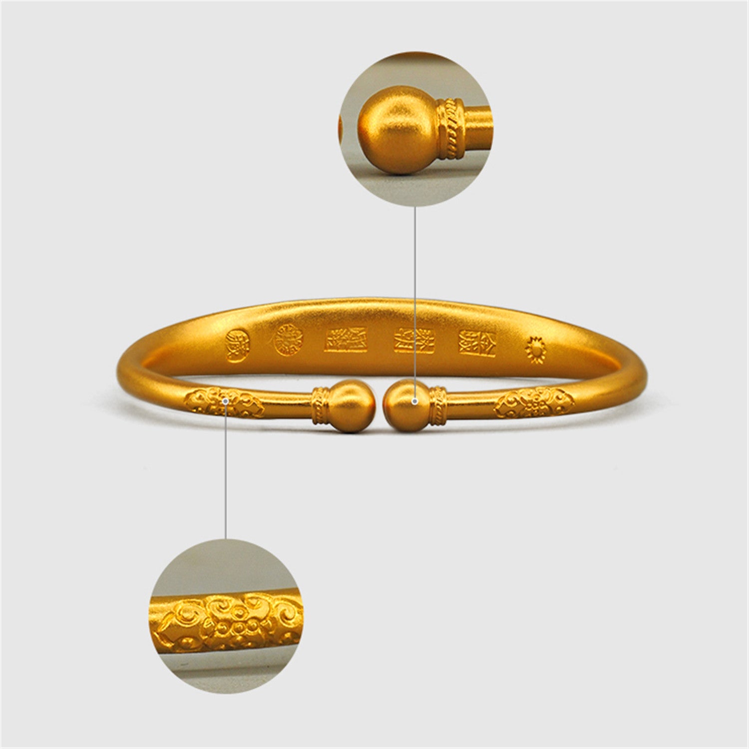 EVECOCO Full Gold Bracelet Hand Forging,Cloud Pattern,40g