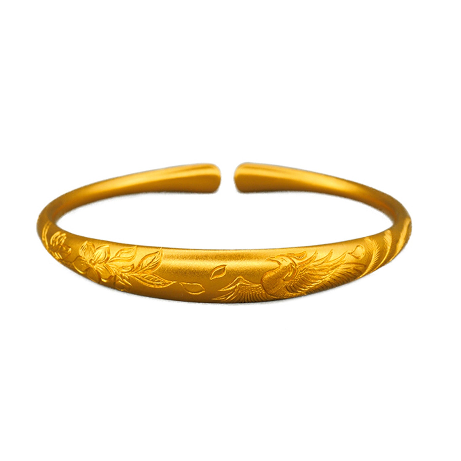 EVECOCO Full Gold Bracelet Hand Forging,Peach Blossom Pattern For Couples,45g