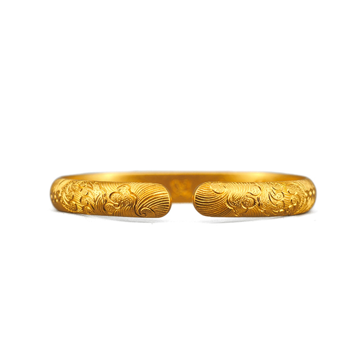 EVECOCO Full Gold Bracelet Hand Forging,Wave Pattern,45g