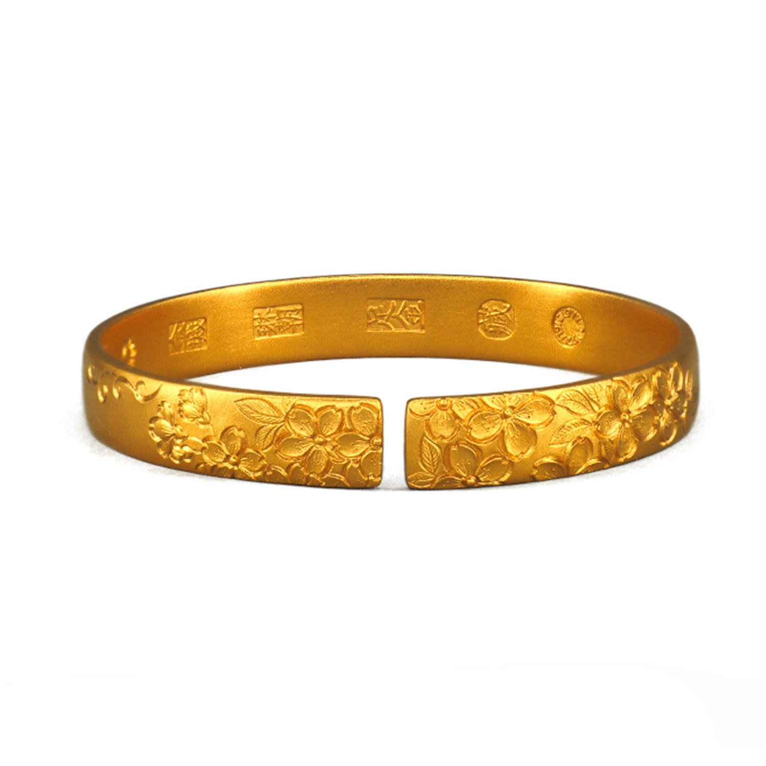 EVECOCO Full Gold Bracelet,Micro Relief Flower Pattern For Female,50g