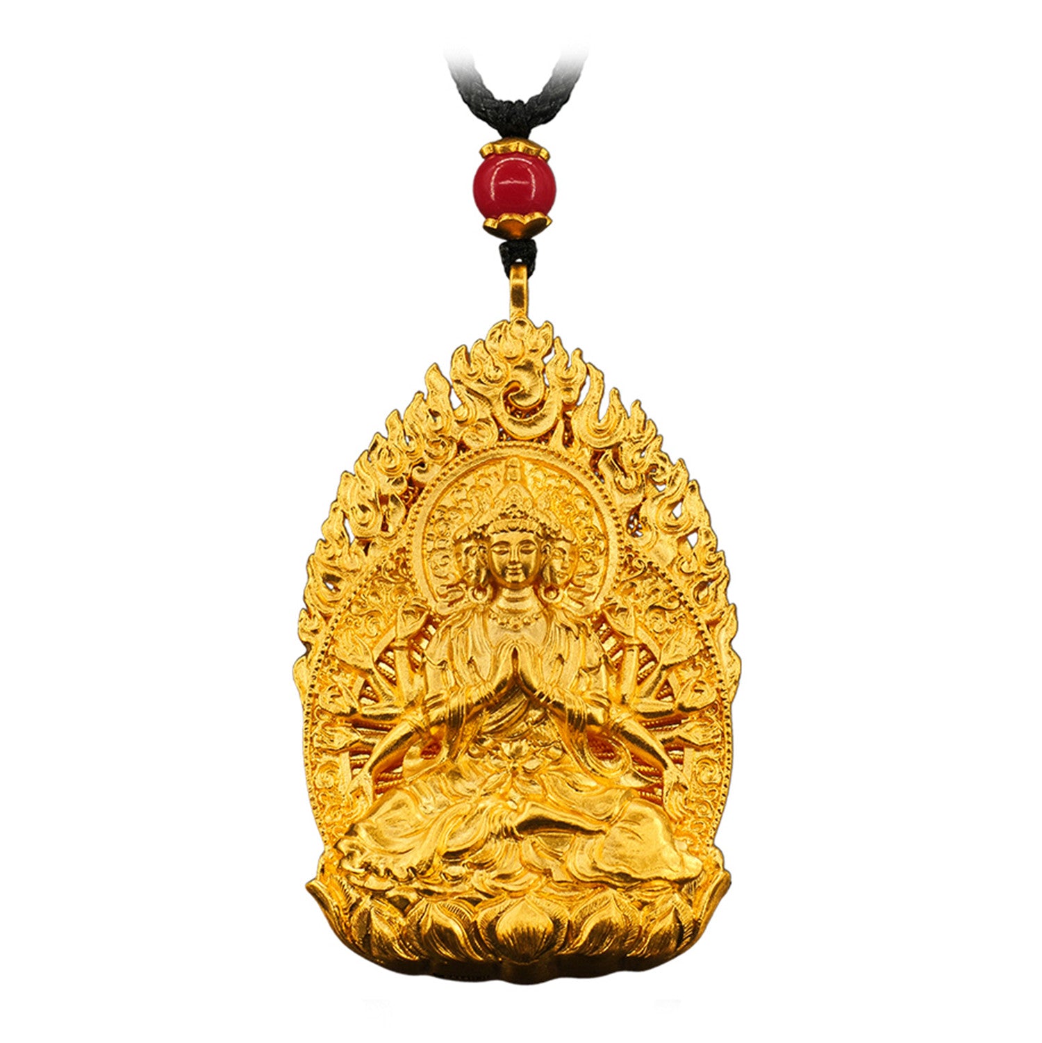 EVECOCO Full Gold Buddha Pendants,Hand Forging,Filigree,Fine Carving 50g