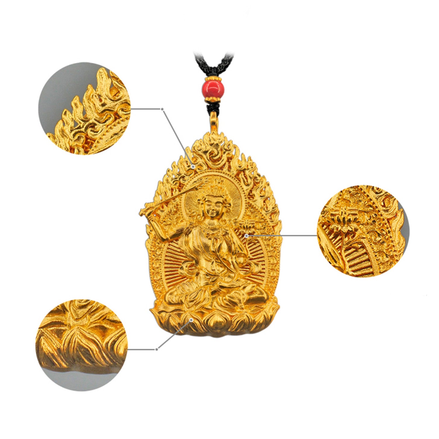 EVECOCO Full Gold Buddha Pendants,Hand Forging,Filigree,Fine Carving 60g