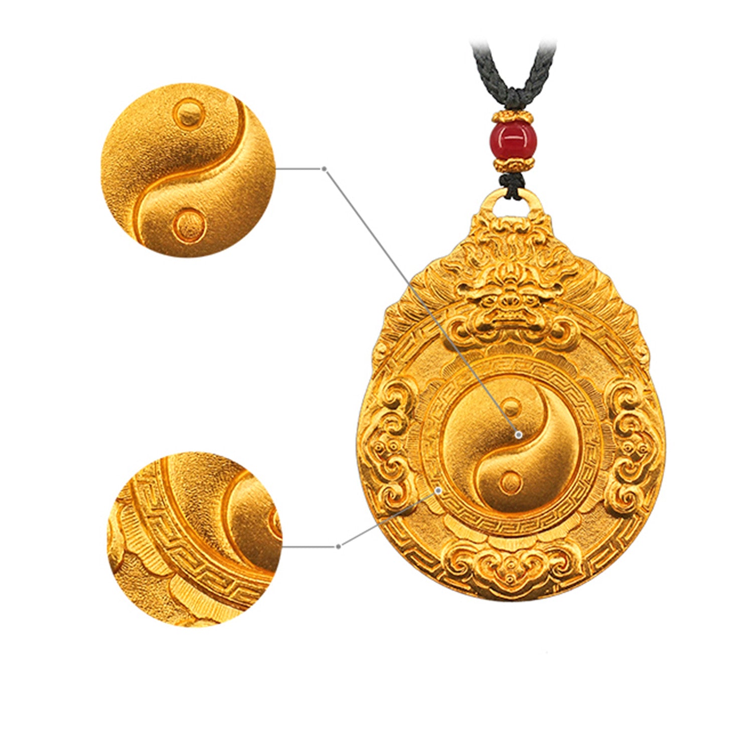 EVECOCO Full Gold Tai Chi Pendants,Hand Forging,Fine Carving 55g