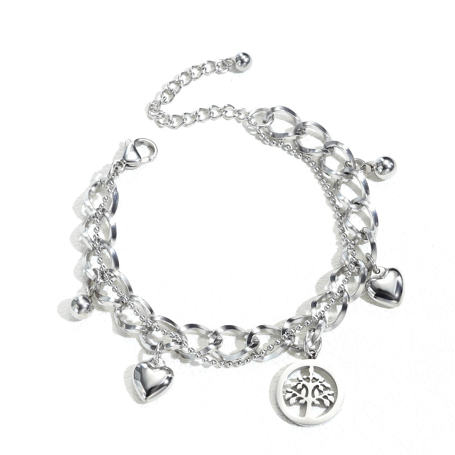 Heart Tag Bracelet,Hollowed Out Tree Of Life