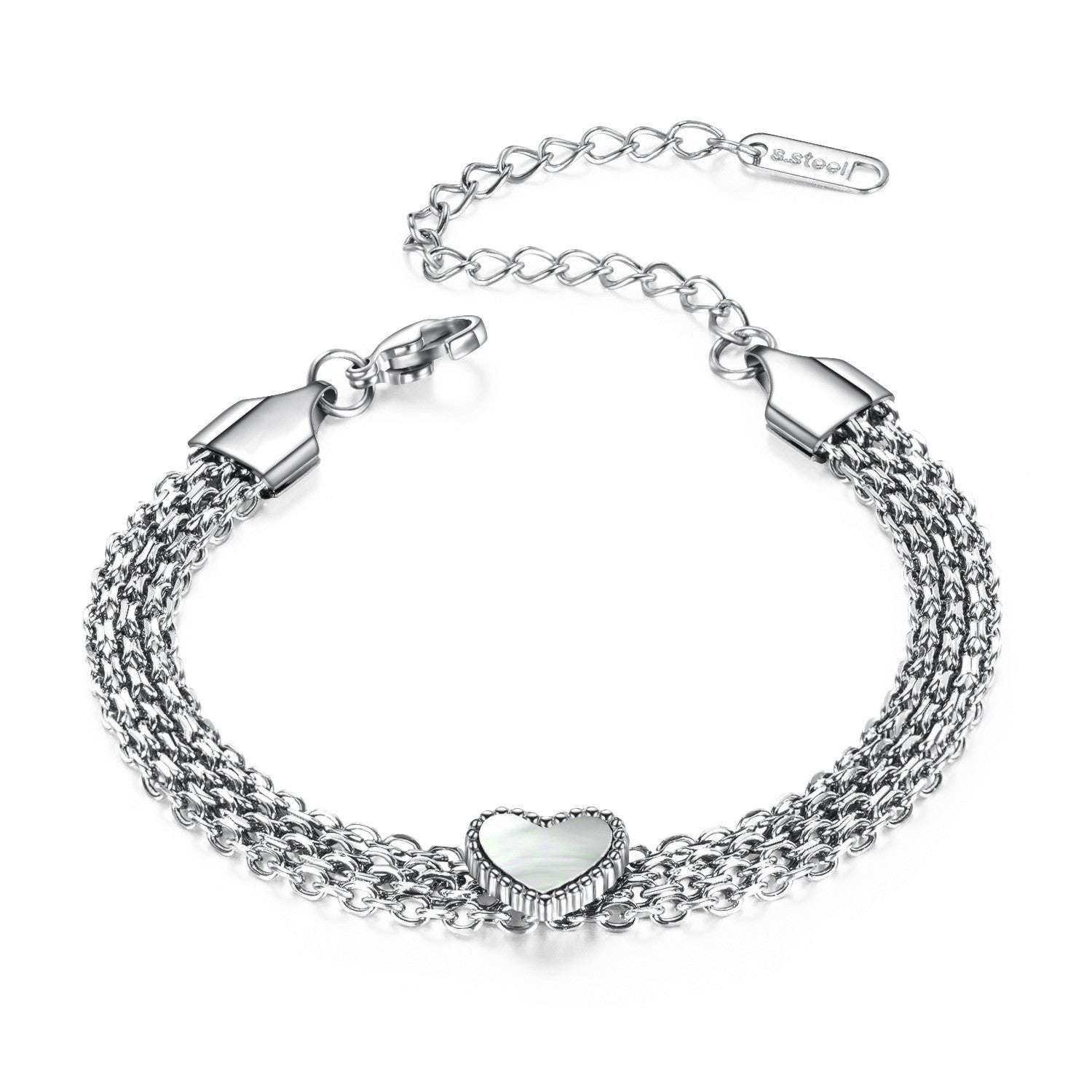 Heart Sign Bracelet,Multilayer Titanium Steel,Shell Pearl
