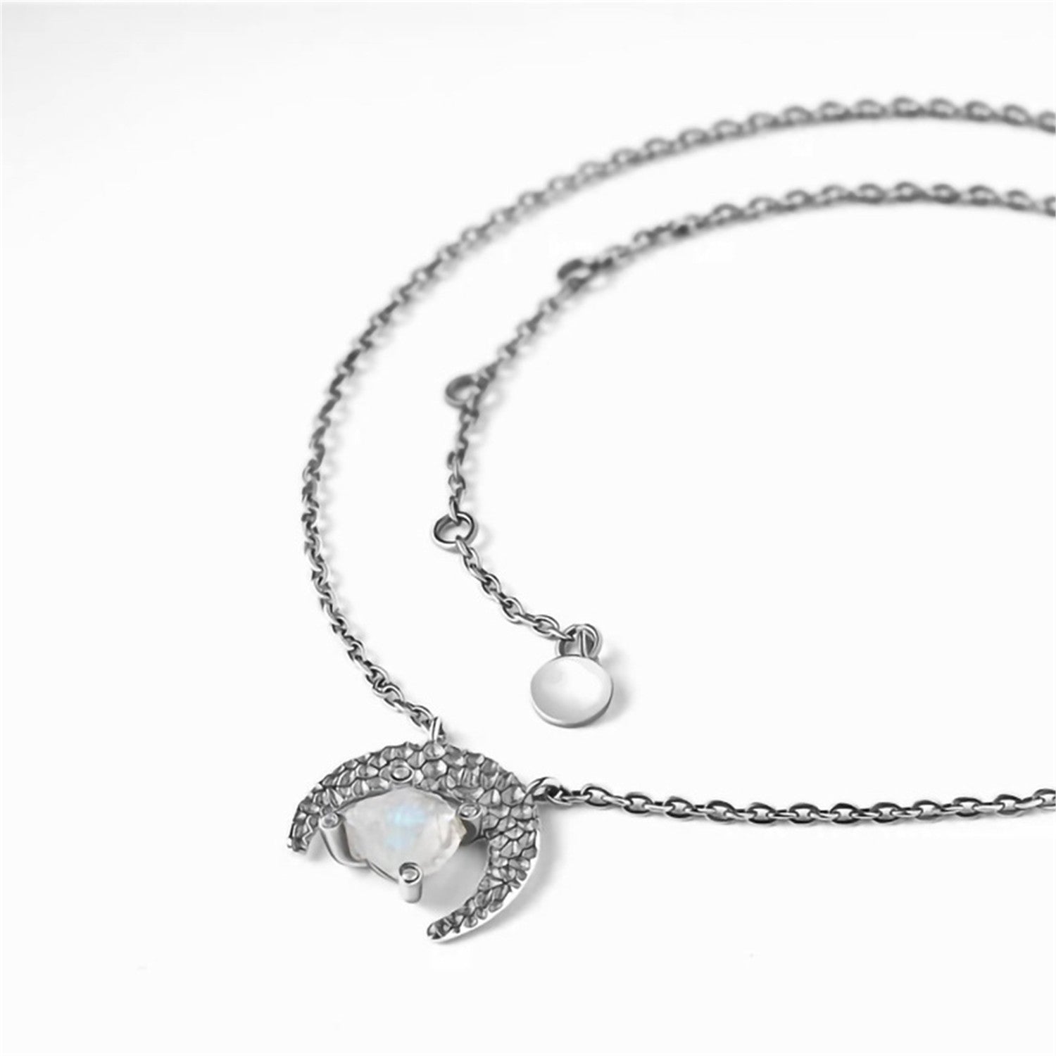 Moonstone Pendant,s925 Silver,With Crescent Moon Design