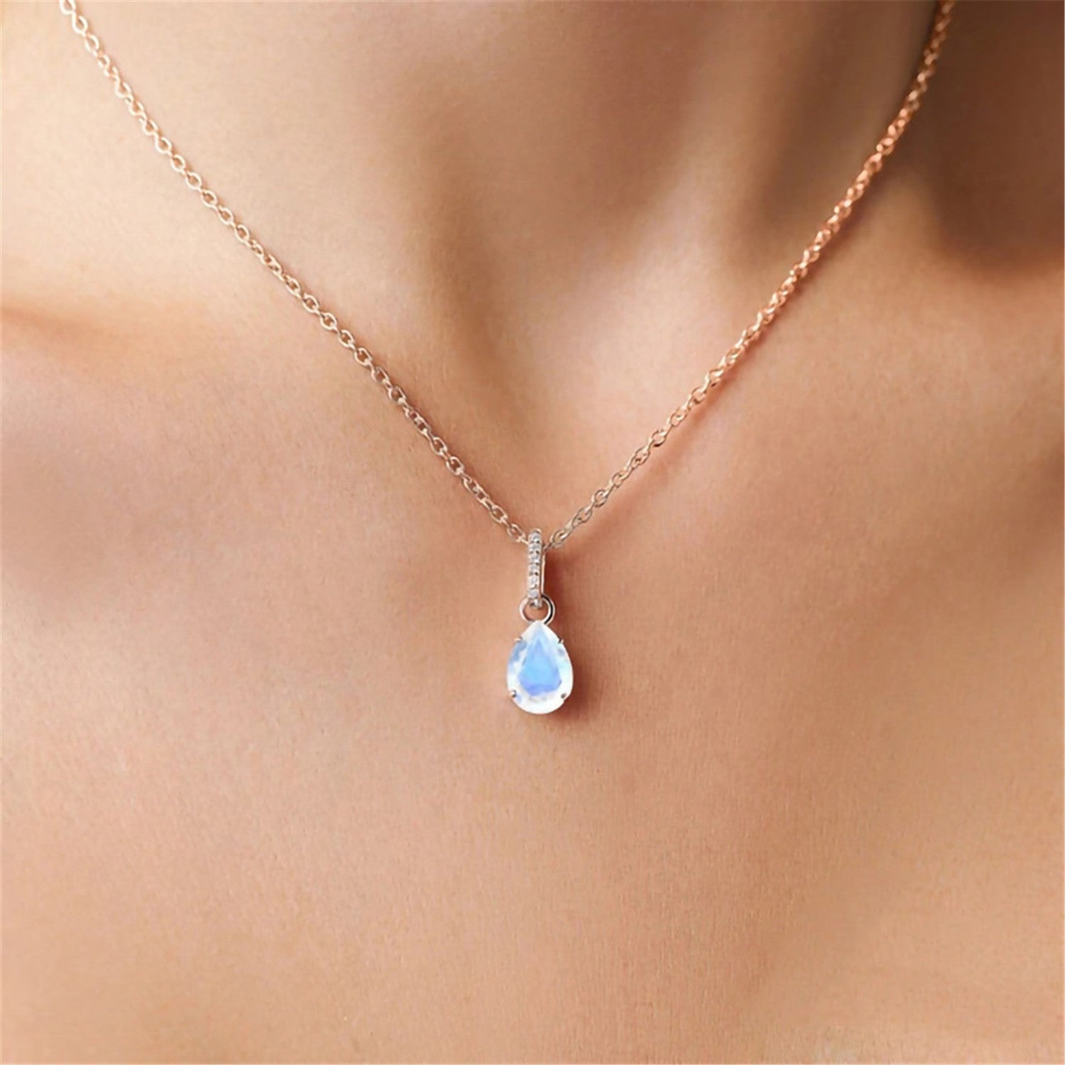 Moonstone Pendant,s925 Silver,With Water Drop Design