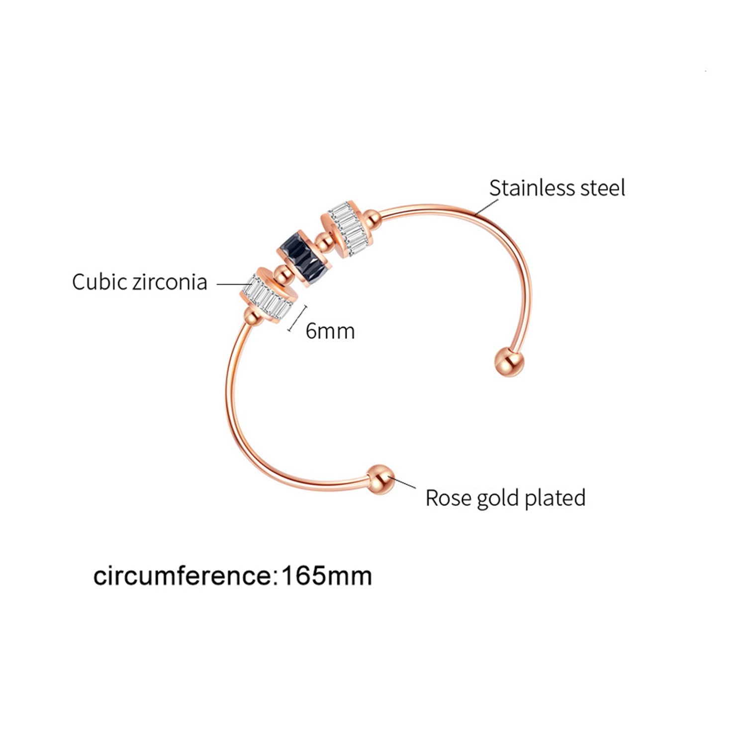 Open Bracelet,Circular Zircon,Simple